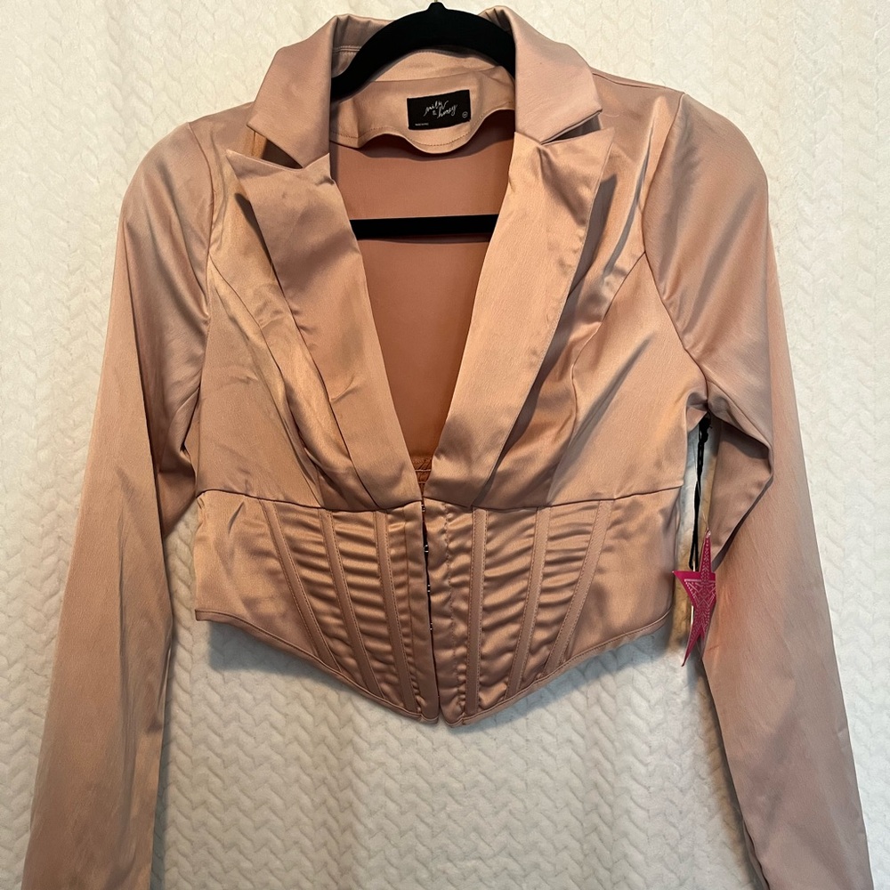 Satin cinnamon color Long Sleeve Top
